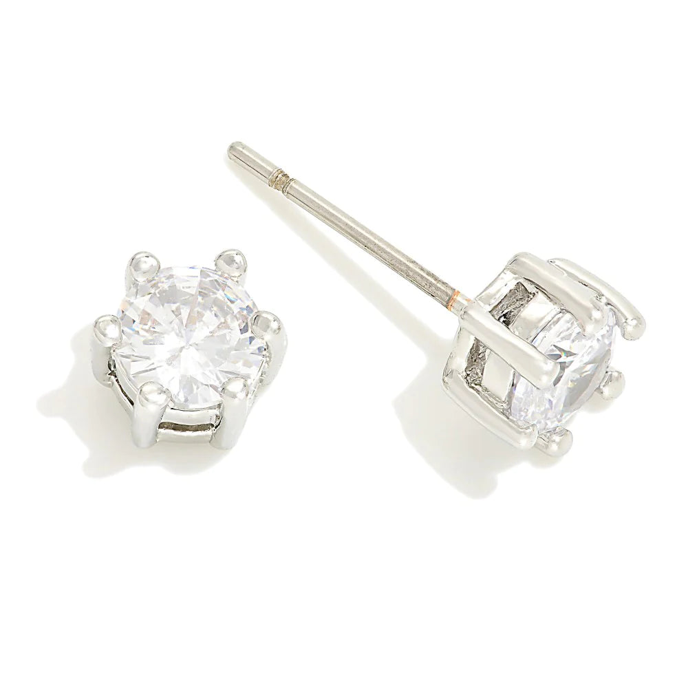 Round Cubic Zirconia Studs
