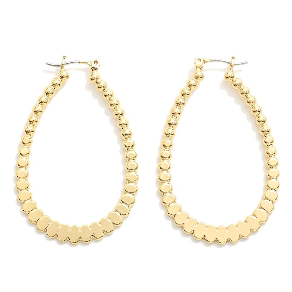 Flatted Beaded Teardrop Hoops