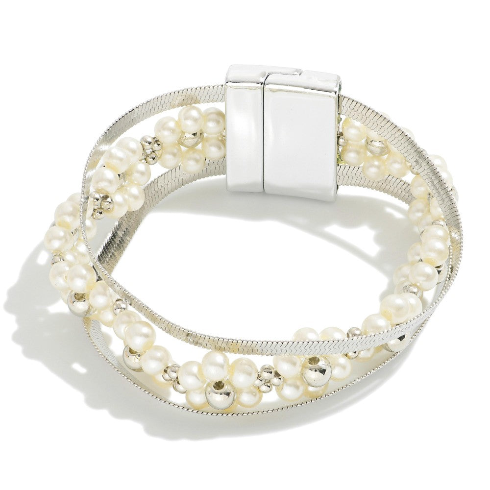 Magnetic Pearl Flower/Herringbone Link