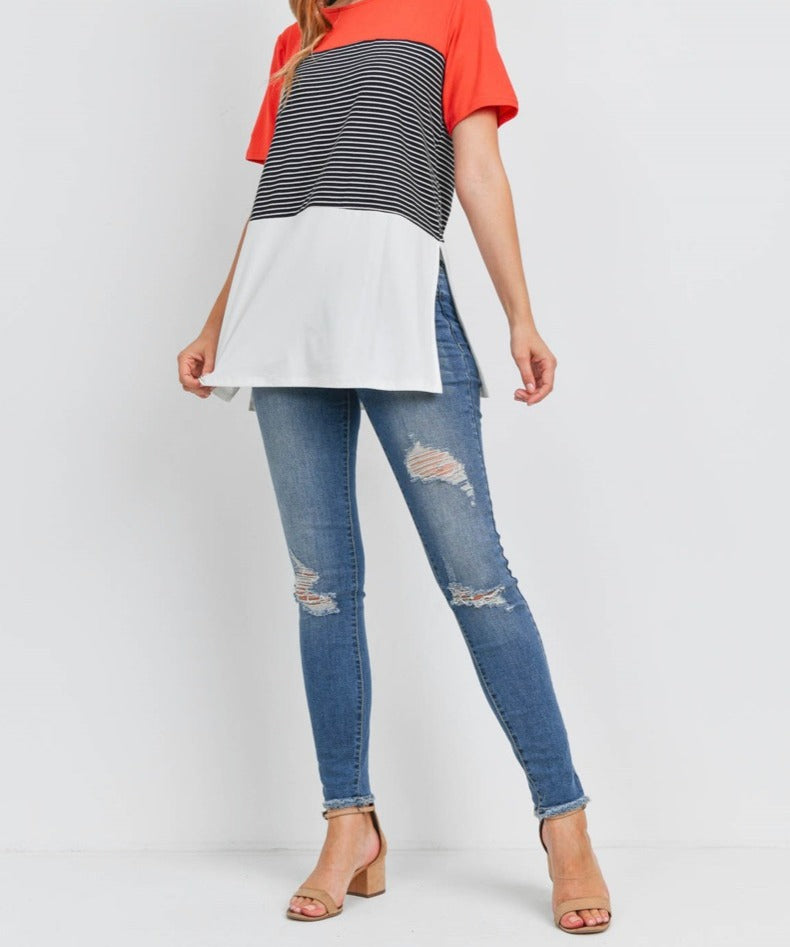Split It & Give Them Stripes Top