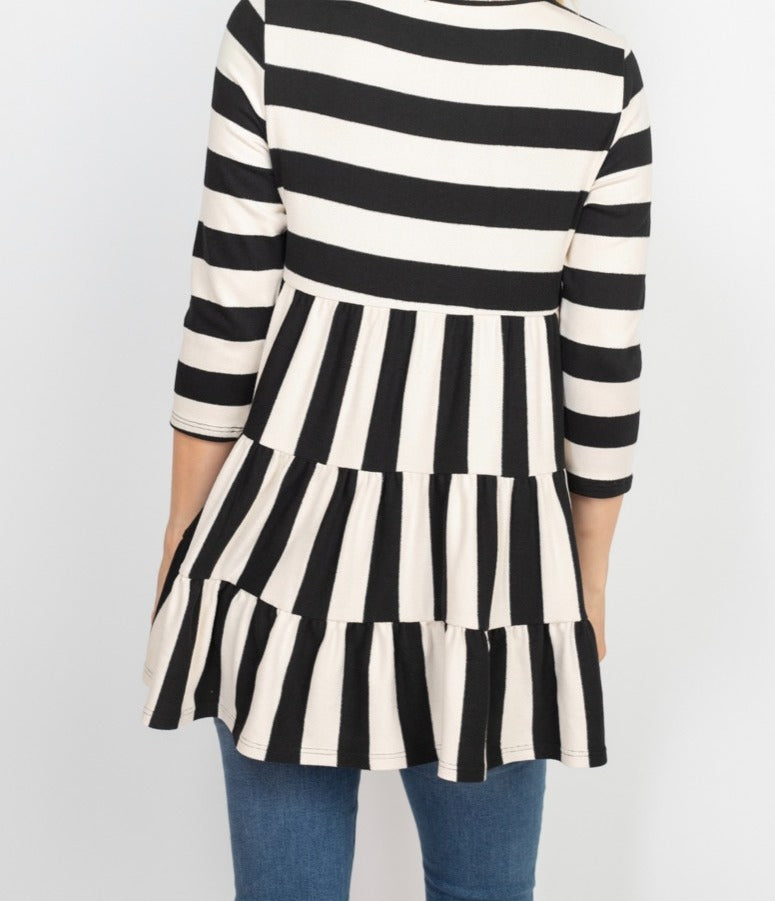 Striped Tiered Ruffle Top