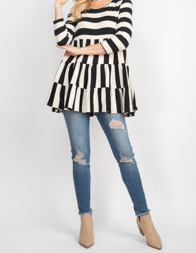 Striped Tiered Ruffle Top