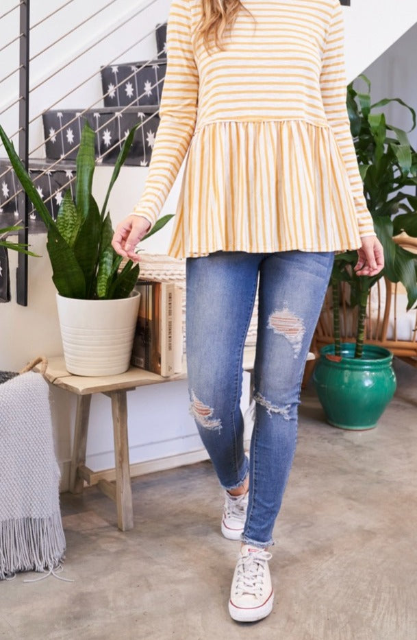 Striped Peplum Top