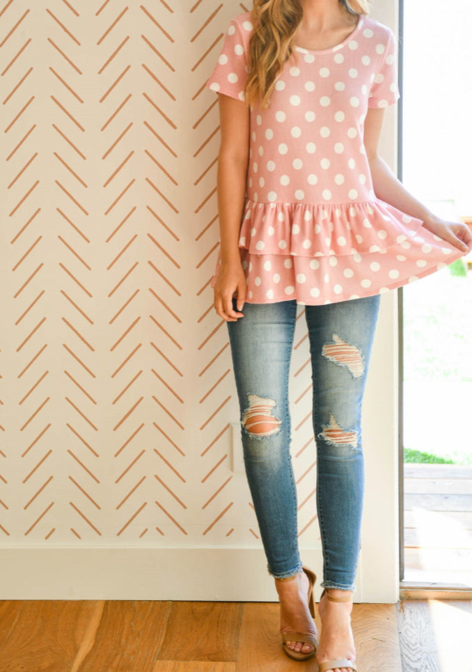 Polka Dot Ruffled Top