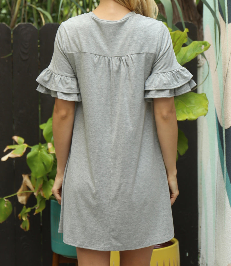 Pocketed Ruffle Mini Dress