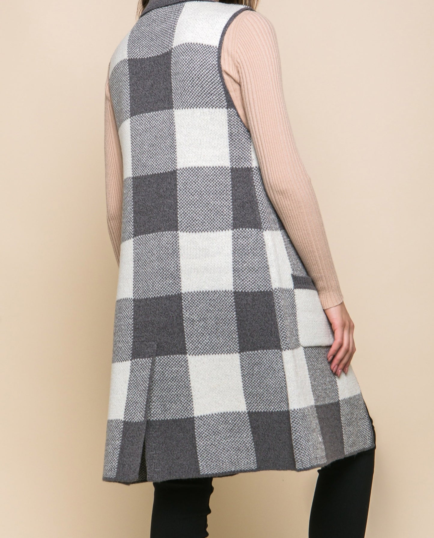 Plaid Sweater Cardigan Vest