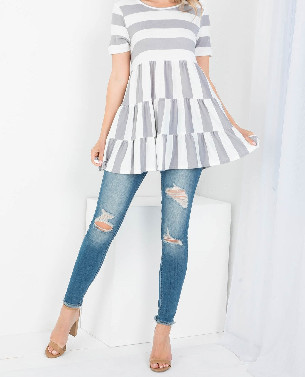 Striped Ruffle Top