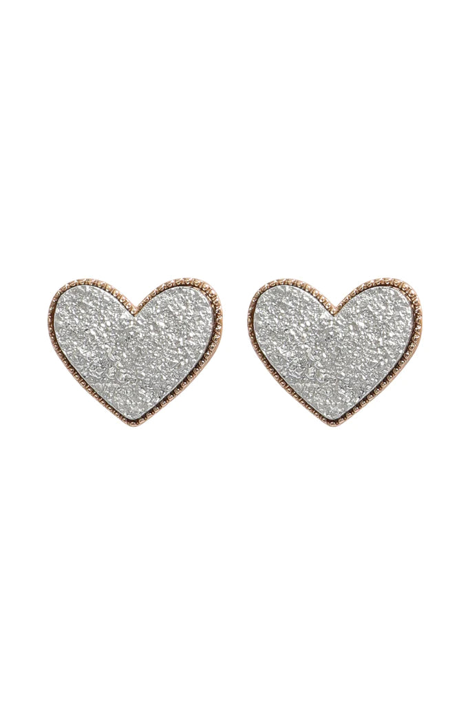 Druzy Heart Studs