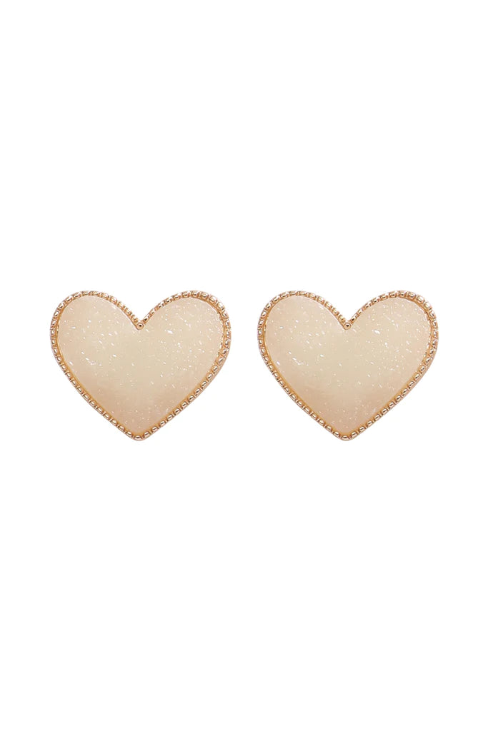 Druzy Heart Studs
