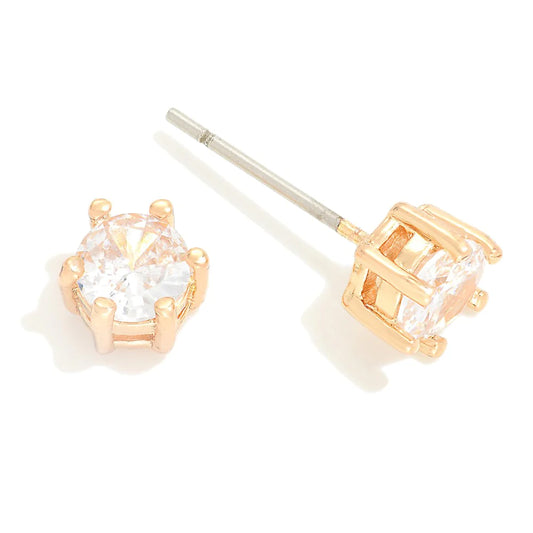 Round Cubic Zirconia Studs