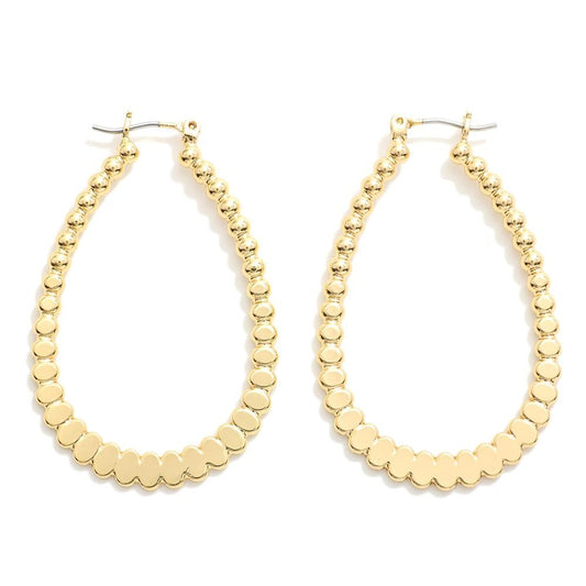 Flatted Beaded Teardrop Hoops