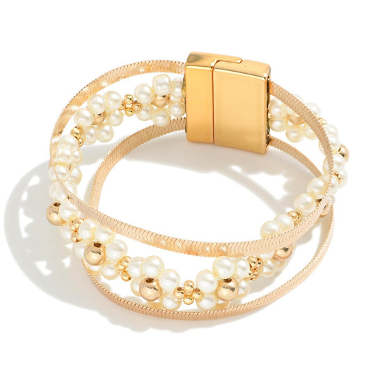 Magnetic Pearl Flower/Herringbone Link