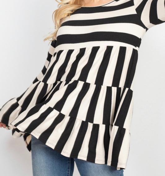 Striped Tiered Ruffle Top