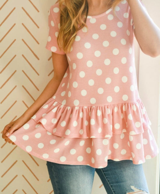 Polka Dot Ruffled Top