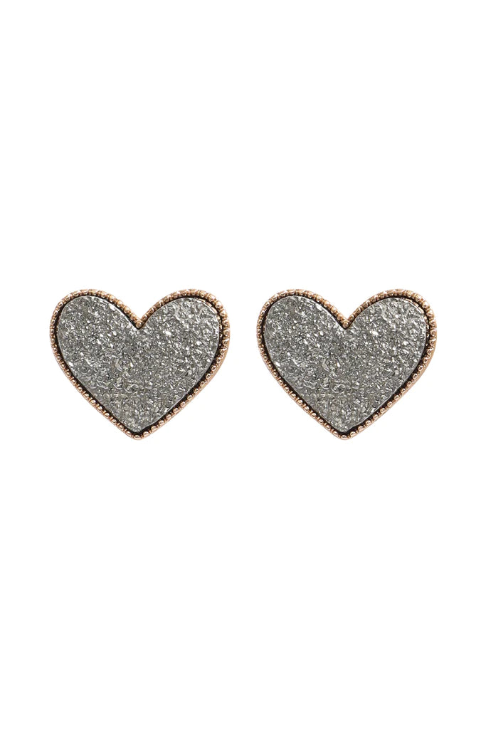 Druzy Heart Studs