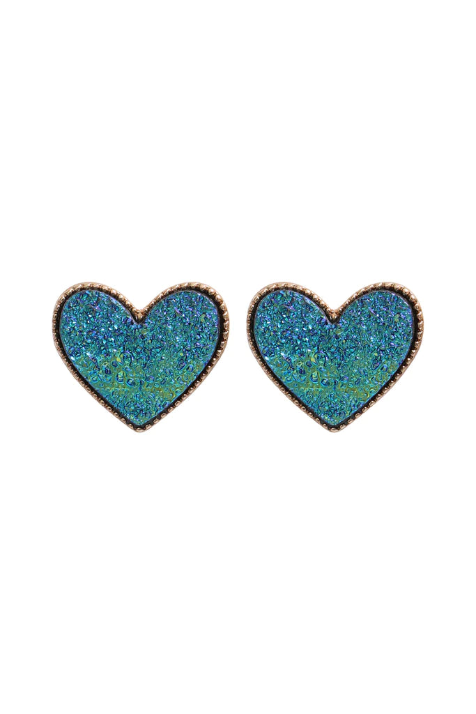 Druzy Heart Studs