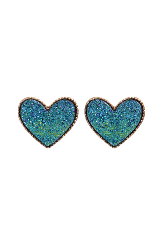 Druzy Heart Studs